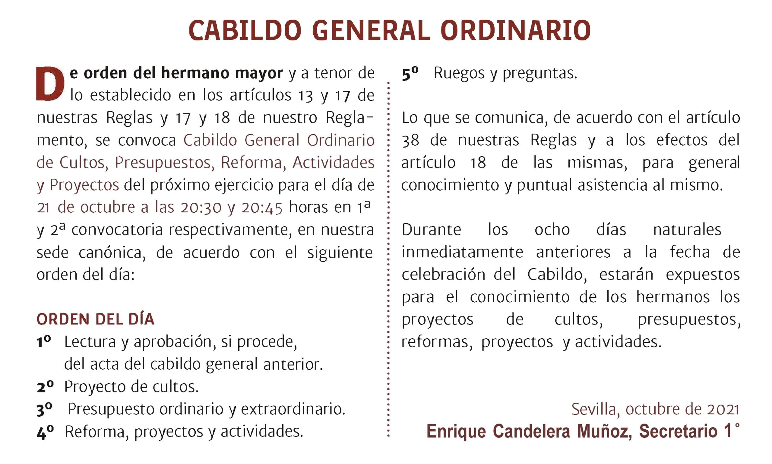 Cabildo General Ordinario octubre 2021