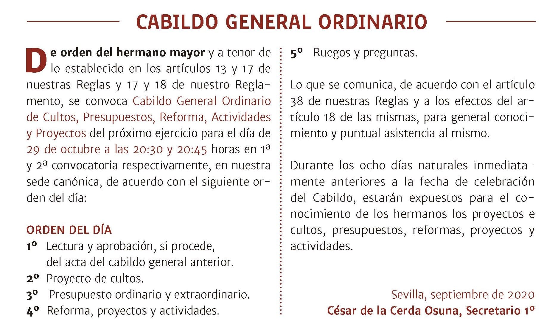 Cabildo General Ordinario octubre 2020