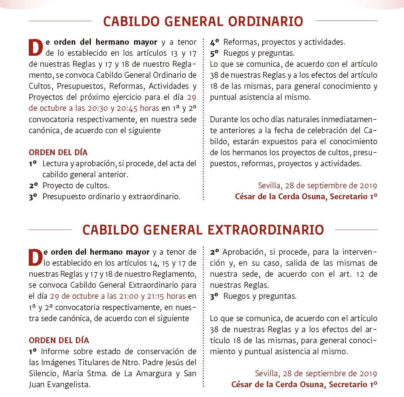 Cabildo General Ordinario y Extraordinario